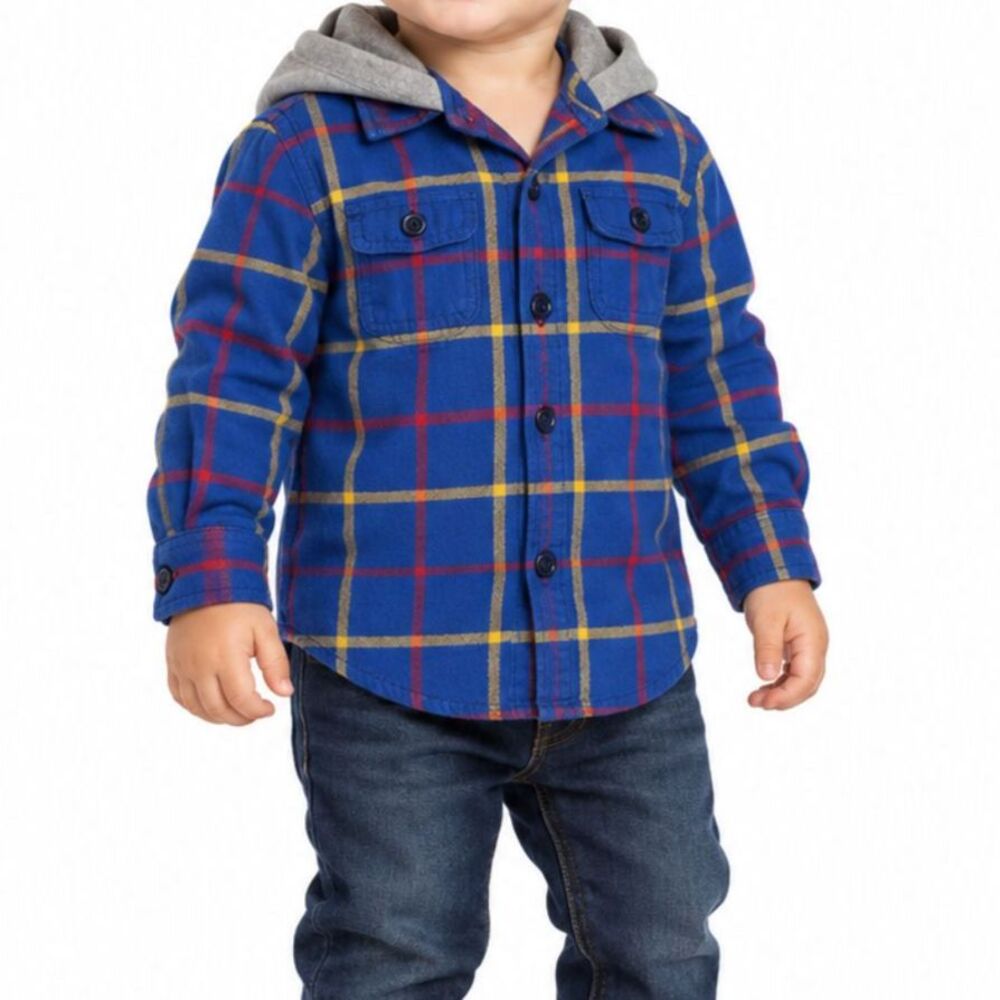 š„ 5 for $30 š„ The Childrenās Place Hooded Flannel Shirt | Size 18-24M